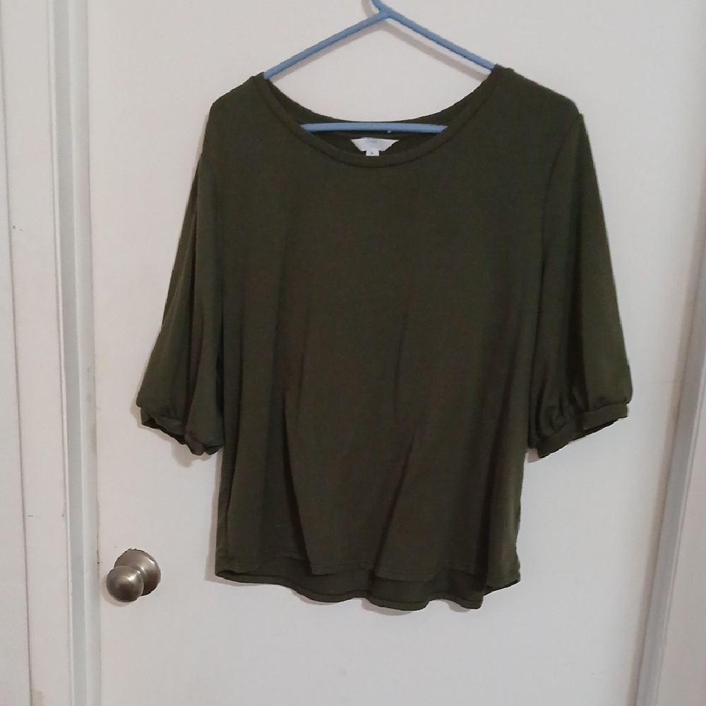 Time and Tru Green 3/4 Sleeve Relaxed Blouse